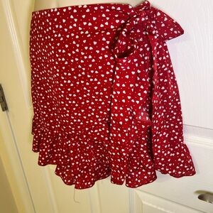 Red Heart Print Skort